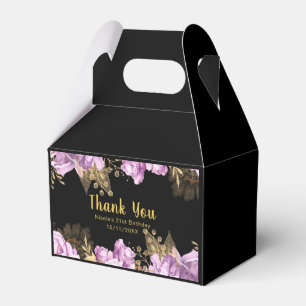 Elegante Flieder- und Goldblumen-Geburtstagsfeier Geschenkschachtel