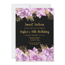 Elegante Flieder- und Goldblumen Sweet Sixteen