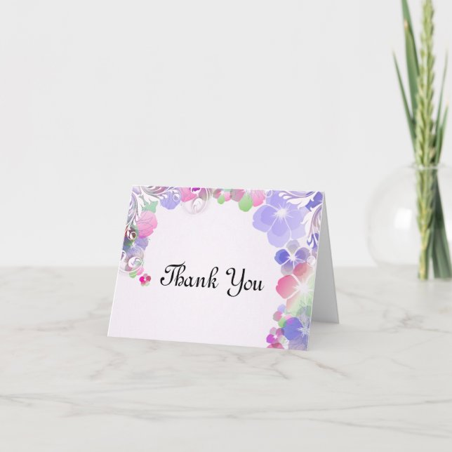 Elegante Flieder und multi FarbStiefmütterchen mit Dankeskarte (Vorderseite)