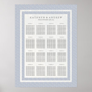 Elegante Fliederblaue Seigaiha-Hochzeit Sitzordnun Poster