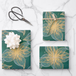 Elegante Flora Botanische Luxus  Geschenkpapier Set