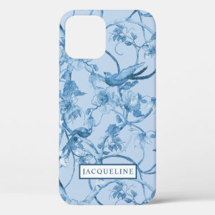 Elegante Flora Chinoiserie Dusty Blaue weiße Vögel Case-Mate iPhone Hülle