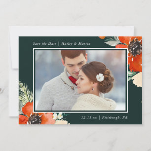Elegante Flora mit Foto Hochzeit Speichern Sie das Save The Date