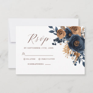 Elegante Flora Navy Blauer Teatro Sociale Bellinzo RSVP Karte
