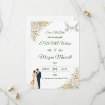 Elegante Flora Save The Date Hochzeits-Einladung