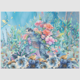 Elegante Flora Sea Turtle Decoupage Seidenpapier