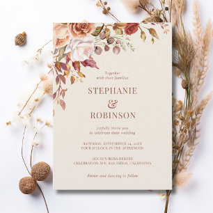 Elegante Flora Terracotta Burnt Orange Wedding Einladung
