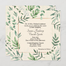 Elegante Flora und Fauna Rahmen Creme Wedding