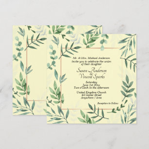Elegante Flora und Fauna Rahmen Gelbe Hochzeit Einladung