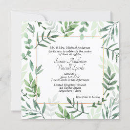 Elegante Flora und Fauna Rahmen Hochzeitseinladung Einladung