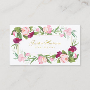 Elegante floral altrosa-violette Duftwicke Vintage Visitenkarte