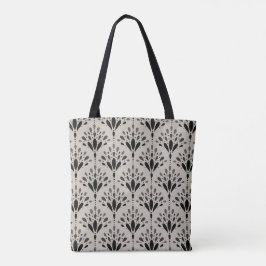 Elegante floral Art Deco in Schwarz und Beige