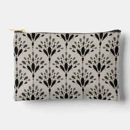 Elegante floral Art Deco Schwarz und Beige Zubehörtasche