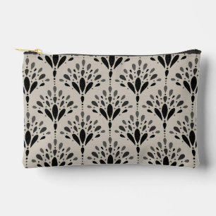 Elegante floral Art Deco Schwarz und Beige Zubehörtasche