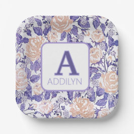 Elegante Floral Baby Girl Dusche Pappteller