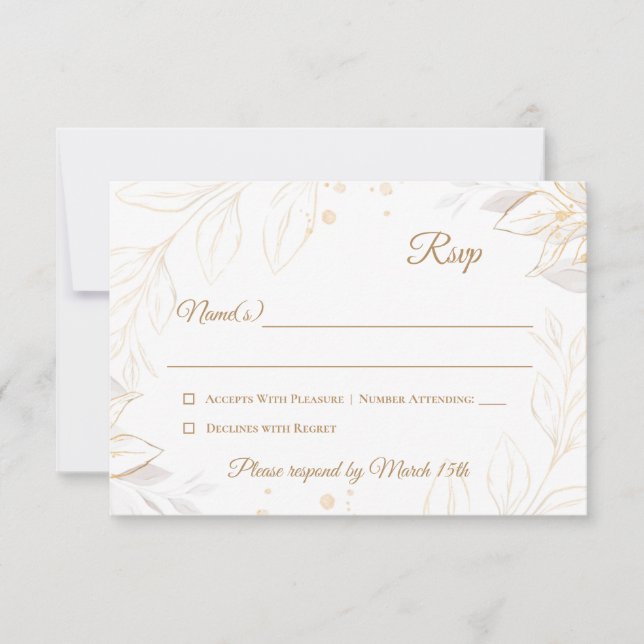 Elegante Floral Beige Response Card RSVP Karte (Vorderseite)