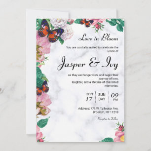 Elegante Floral Bliss Einladung Hochzeit