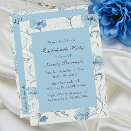 Elegante Floral Blue Country Garden Bachelorette Einladungspostkarte