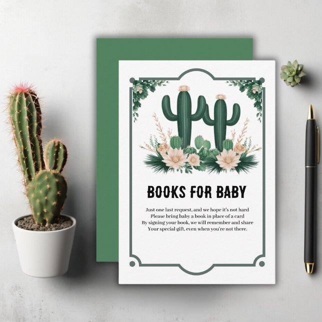 Elegante floral Boho Moderne Cactus Baby Shower Begleitkarte (Von Creator hochgeladen)