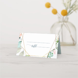 Elegante Floral Boho Wasserfarbe Geometrische Hoch Platzkarte