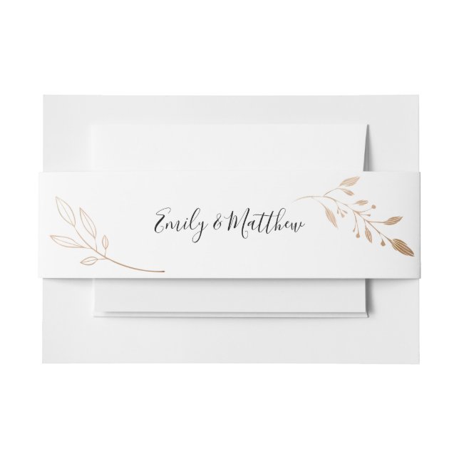 Elegante Floral Botaniqe Gold Foil Wedding Einladungsbanderole (Vorderseite Beispiel)