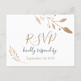 Elegante Floral Botaniqe Gold Foil Wedding Postkarte