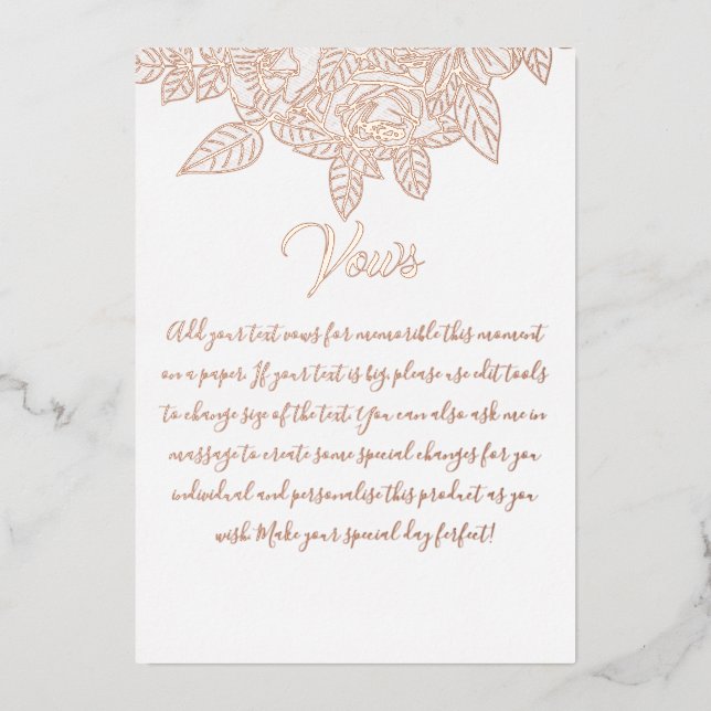 Elegante Floral Botaniqe Gold Foil Wedding Vows Folieneinladung (Vorderseite)