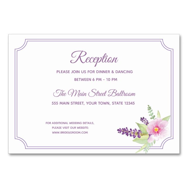 Elegante Floral Bouquet Empfang Card Tischnummer (Vorderseite)