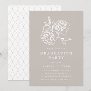Elegante Floral Bouquet Taupe Graduation Party Einladung