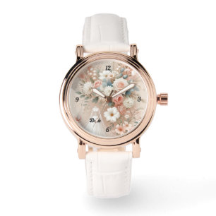 Elegante Floral Bride Watch mit Rose Gold Accents Armbanduhr