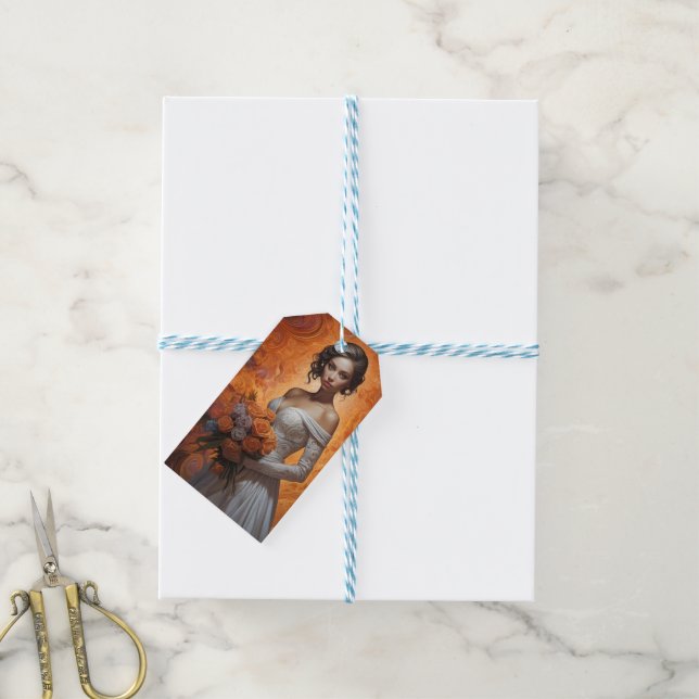 Elegante Floral Bride Wedding Collection Geschenkanhänger (Mit Garn)