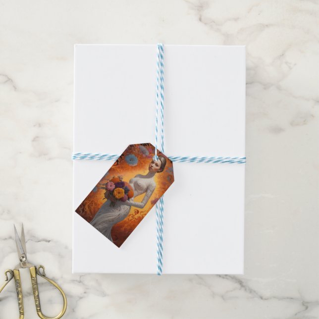 Elegante Floral Bride Wedding Collection Geschenkanhänger (Mit Garn)