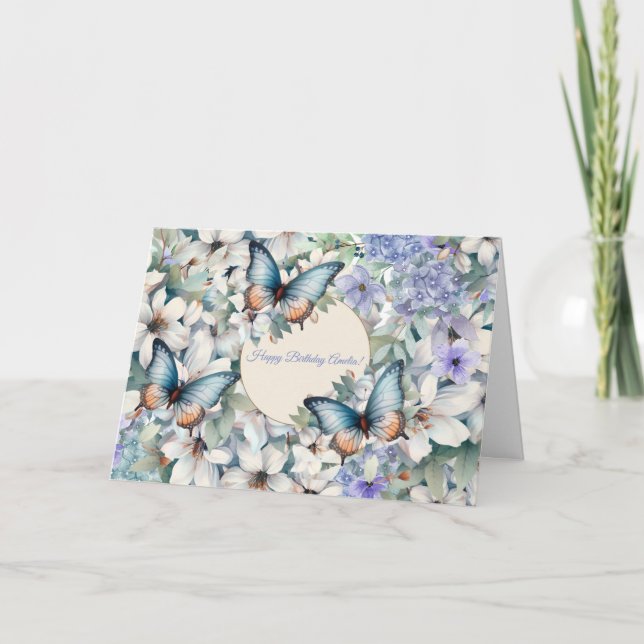 Elegante Floral & Butterflies Geburtstagskarte Feiertagskarte (Vorderseite)