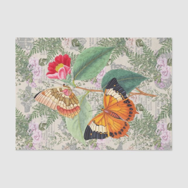 Elegante Floral Butterfly Seidenpapier (Vorderseite)
