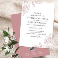 Elegante Floral Corners Wedding Blush Pink QR Code