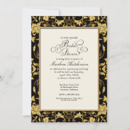 Elegante Floral Damask Gold Glitzer Klassische Hoc Einladung