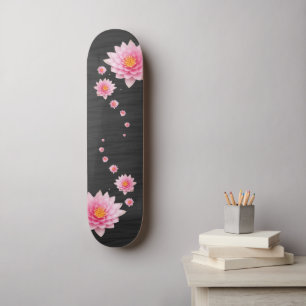 Elegante Floral Floating Pink Lotus Blume Skateboard