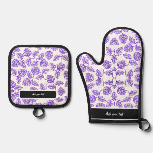 Elegante floral gesteppte Backhandschuh aus Aquare Ofenhandschuh & Topflappen-Set