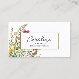 Elegante Floral Gold Business Card Visitenkarte