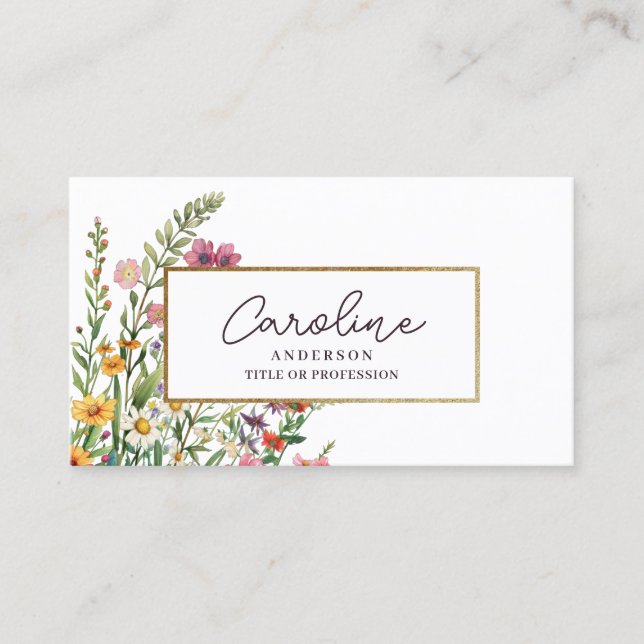 Elegante Floral Gold Business Card Visitenkarte (Vorderseite)