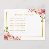 Elegante Floral Gold Lash Aftercare Card