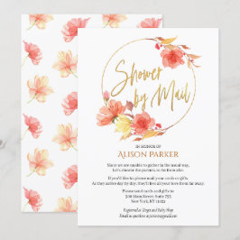 Elegante Floral Gold Script Watercolor Baby Shower Einladung