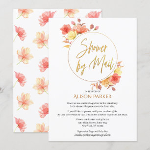Elegante Floral Gold Script Watercolor Baby Shower Einladung