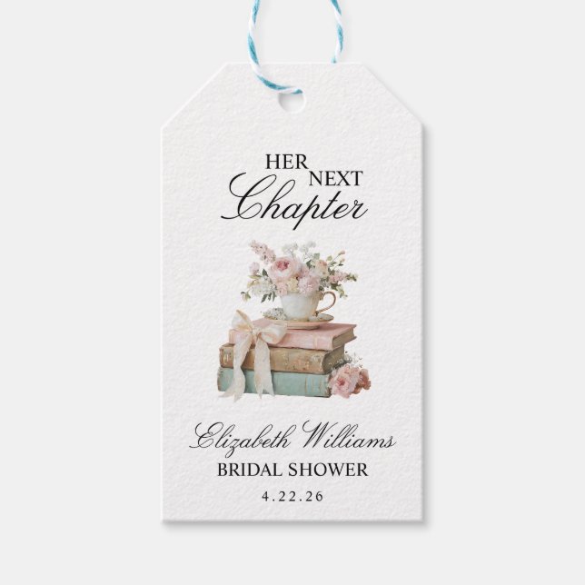 Elegante Floral Ihr Nächstes Kapitel Brautparty  Geschenkanhänger (Vorderseite)