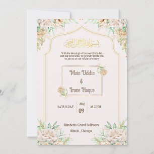 Elegante floral Islamische Nikah Zeremonie Einladu Einladung