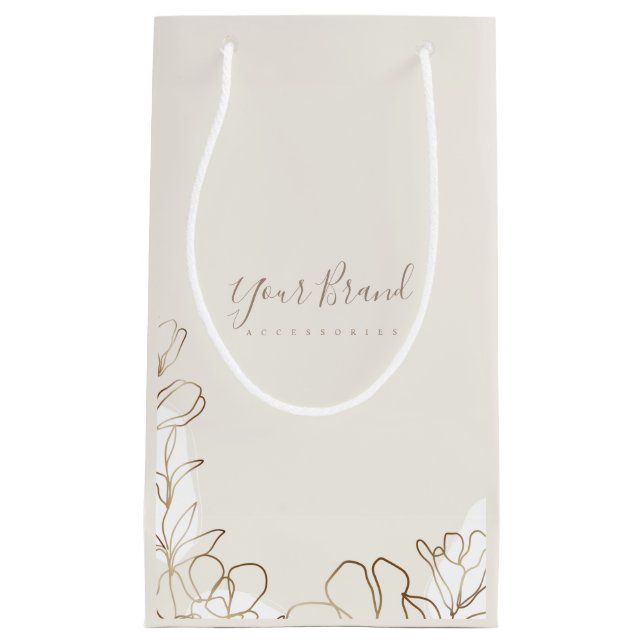Elegante Floral Ivory Personalisiert Small Paper B Kleine Geschenktüte (Vorderseite)