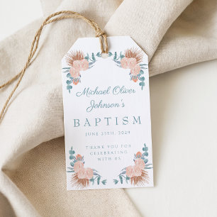 Elegante floral Jungen Foto Taufe Geschenkanhänger