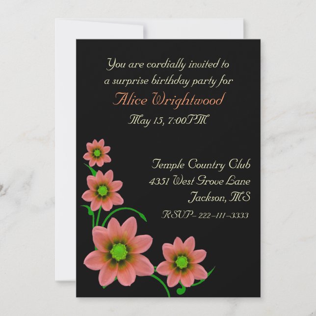 Elegante Floral Ladys zum Geburtstag Einladung (Vorderseite)