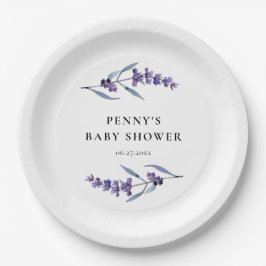 Elegante Floral Lavender Baby Dusche Pappteller