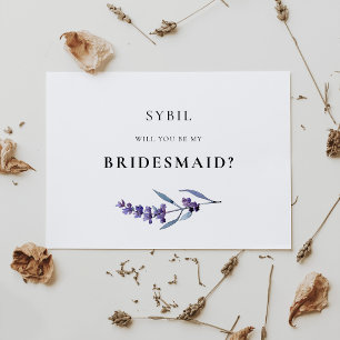 Elegante Floral Lavender Bridesmaid Vorschlagskart Einladung